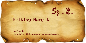 Sziklay Margit névjegykártya