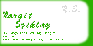 margit sziklay business card
